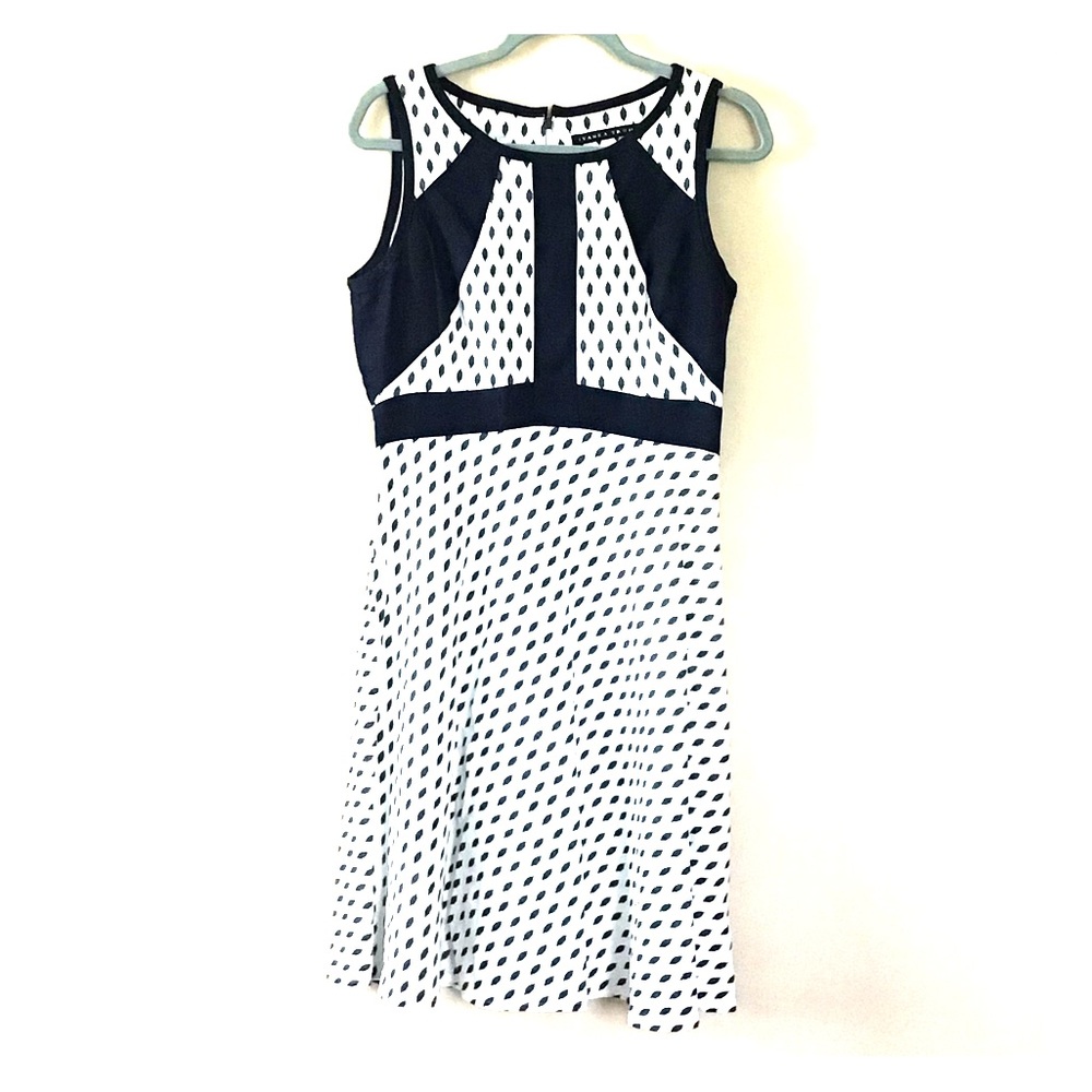 Ivanka Trump Blue/White Linen Print Dress